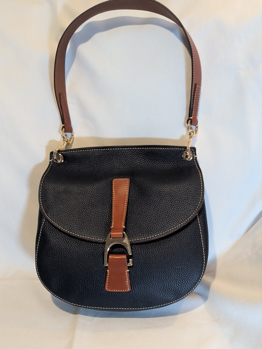 Blue and Brown Leather Shoulder Bag - Classic Two-Tone Design